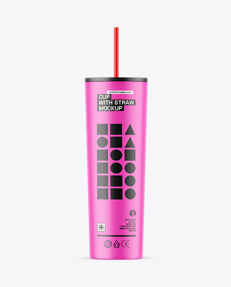Matte Cup With Straw Mockup