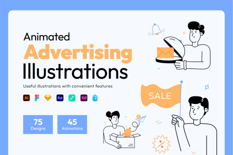 Animated Advertising Illustration Set