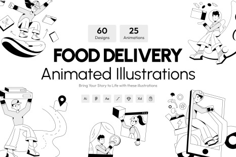 Food Delivery Illustration Set!