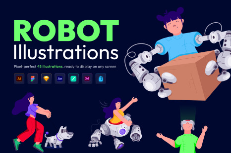 Robot Illustration Set