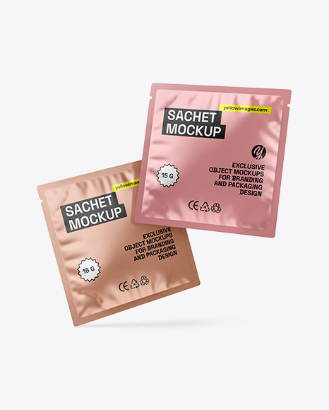 Two Metallic Sachets Mockup