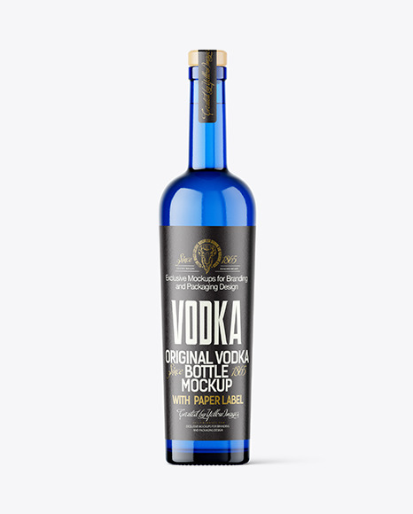 Blue Glass Bottle Mockup