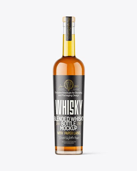 Clear Glass Whiskey Bottle Mockup