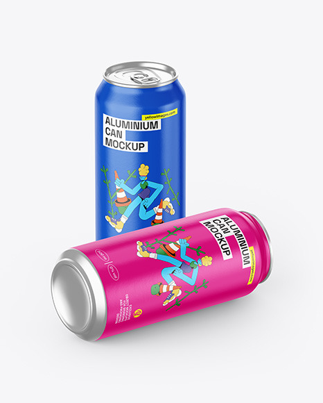 Two Aluminium Cans With Matte Finish Mockup