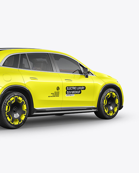 Electric Luxury SUV Mockup - Back Half Side View