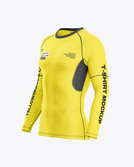 Long Sleeve Compression T-Shirt Mockup - Half Side View