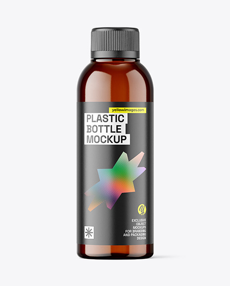 Amber Plastic Bottle Mockup