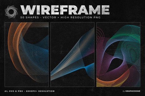 50 Wireframe Vector &amp; PNG Shapes