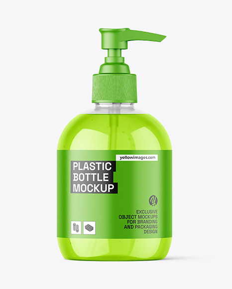 Clear Plastic Bottle with Pump Mockup