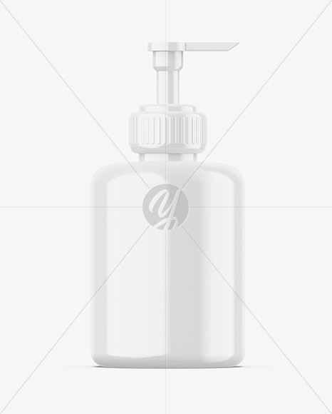 Glossy Plastic Bottle w/ Pump Mockup