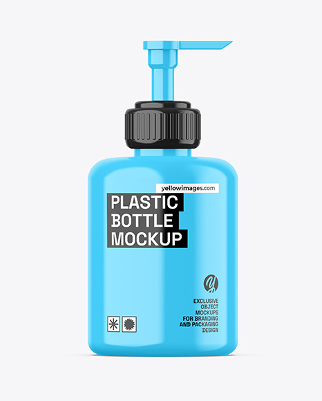 Glossy Plastic Bottle w/ Pump Mockup