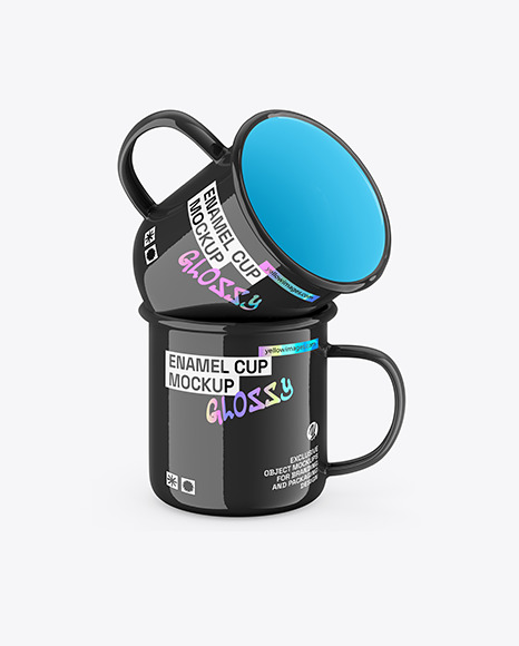 Two Glossy Enamel Cups Mockup