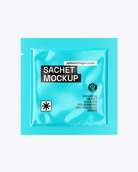 Glossy Square Sachet Mockup