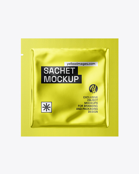 Metallic Square Sachet Mockup