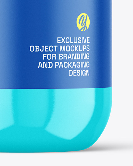 Glossy Plastic Bottle with Pump Mockup