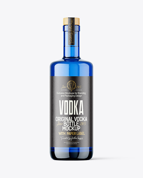 Blue Glass Bottle Mockup