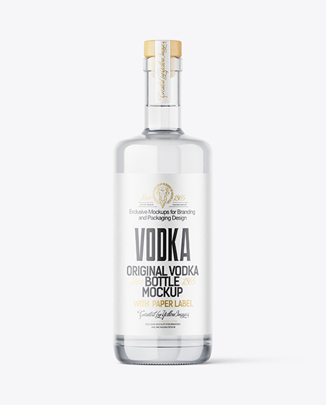 Clear Glass Vodka Bottle Mockup