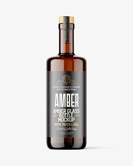 Amber Glass Bottle Mockup