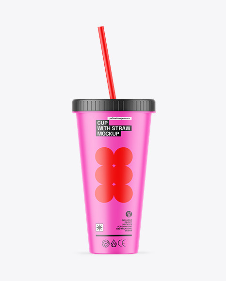 Banana Milkshake Cup with Straw Mockup - Free Download Images High