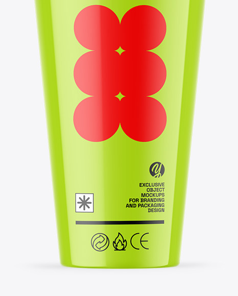 Glossy Cup With Straw Mockup