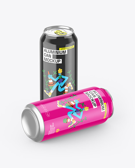 Two Aluminium Cans With Glossy Finish Mockup