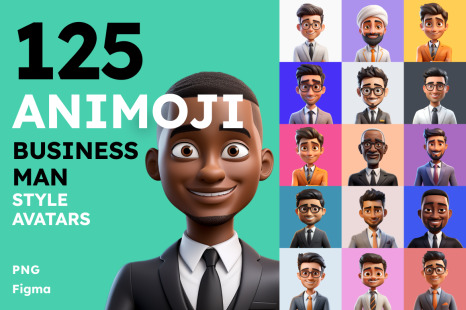 125 Animoji Style Avatars - Businessman