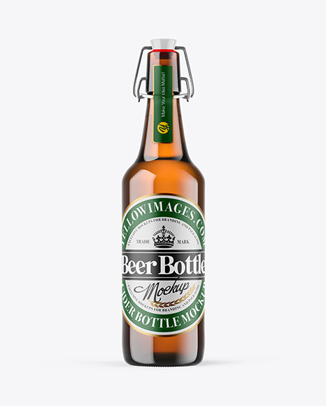 Amber Glass Beer Bottle Mockup