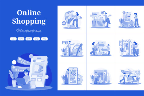 M708_Online Shopping Illustration Pack