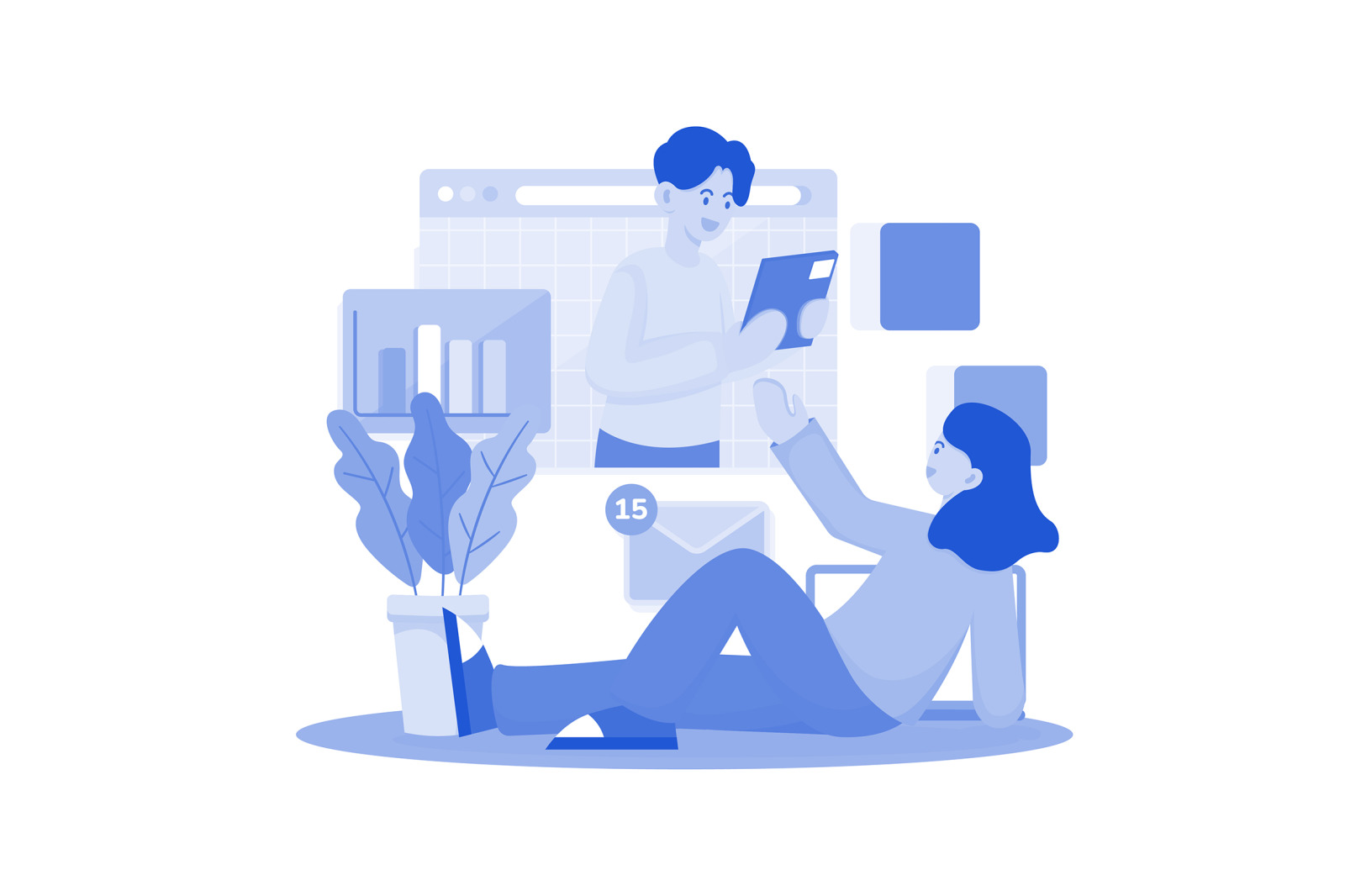 M702_Data Analysis Illustration Pack on Yellow Images Creative Store