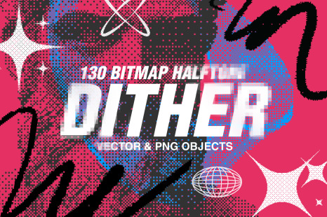 130 Dither Bitmap Vector &amp; PNG Set