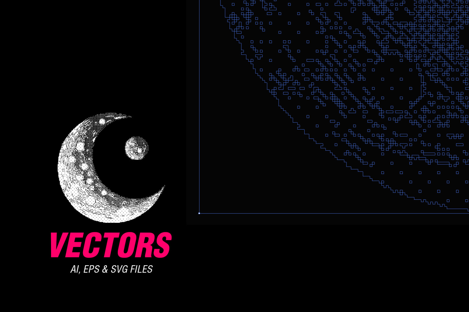 70 Space Bitmap Dither Vector & PNG on Yellow Images Creative Store