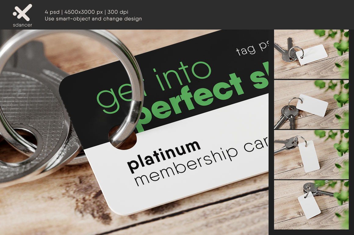 Plastic Key Tag Mockup on Yellow Images Creative Store