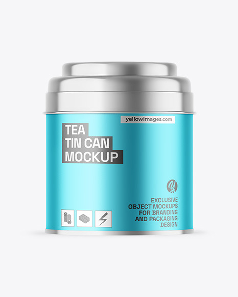 Matte Metallic Tea Tin Can Mockup