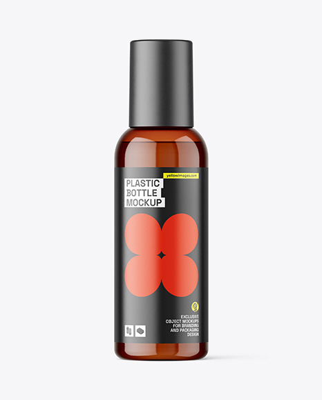 Amber Plastic Bottle Mockup