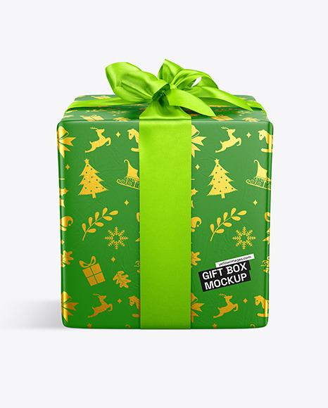 Gift Box with Metallic Tape Mockup