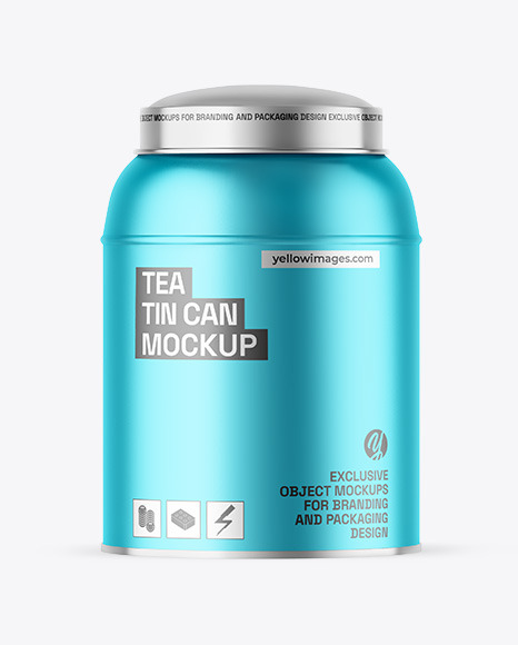 Matte Metallic Tea Tin Can Mockup