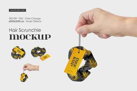Hair Scrunchie with Label Mockup Set