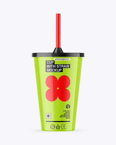 Cup With Straw Mockup
