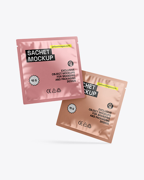 Two Metallic Sachets Mockup