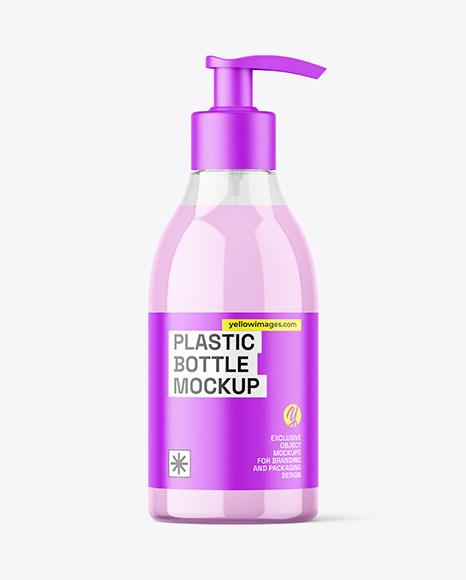 Clear Plastic Bottle with Pump Mockup