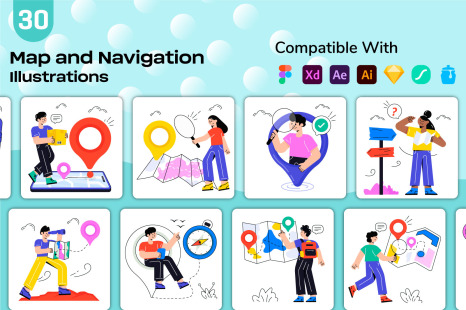30 Map And Navigation Illustrations
