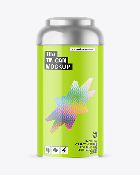 Glossy Tea Tin Can Mockup