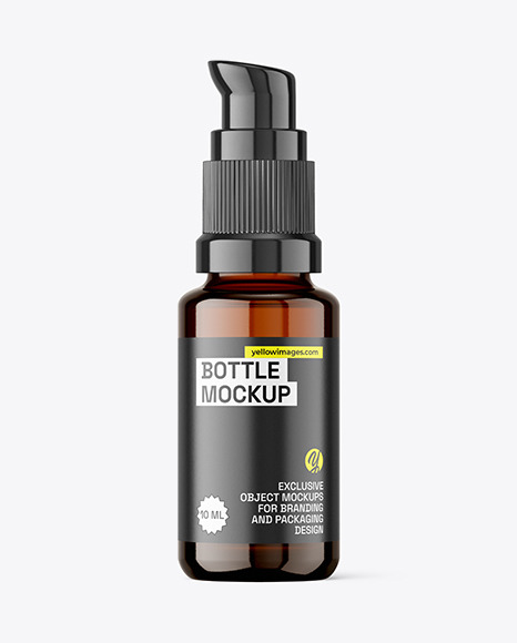 10ml Amber Pump Bottle Mockup