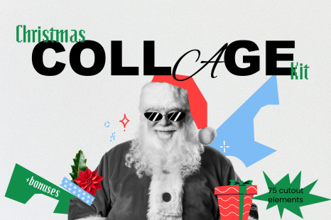 75 Christmas collage elements