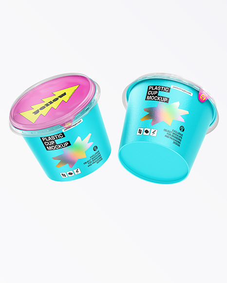 500ml Two Flying Yogurt Cups Mockup