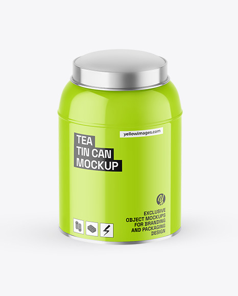 Glossy Tea Tin Can Mockup