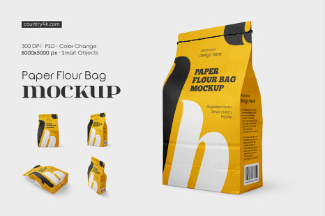 Paper Flour Bag Mockup Set