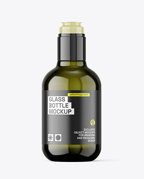 Green Glass Olive Oil Bottle Mockup
