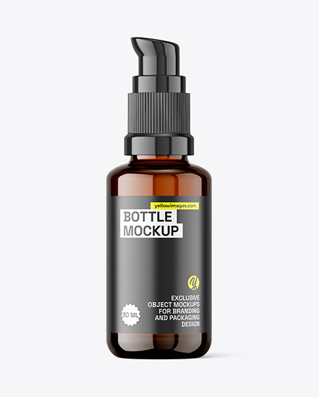 30ml Amber Pump Bottle Mockup