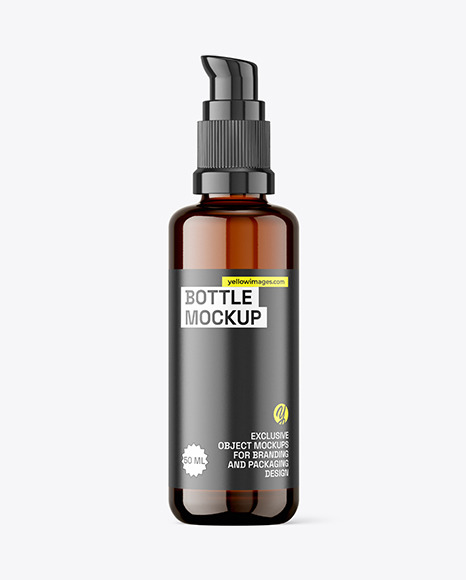 50ml Amber Pump Bottle Mockup